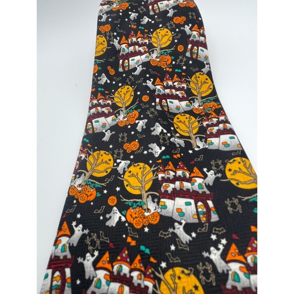 Halloween‎ Necktie Haunted House Ghost Pumpkin Costume Party Men's Tie - Picture 1 of 5